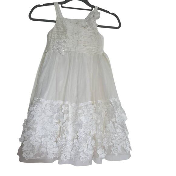 Picture Perfect Girl's Size 5 Ivory Floral Flower Girl Dress - Picture 1 of 6